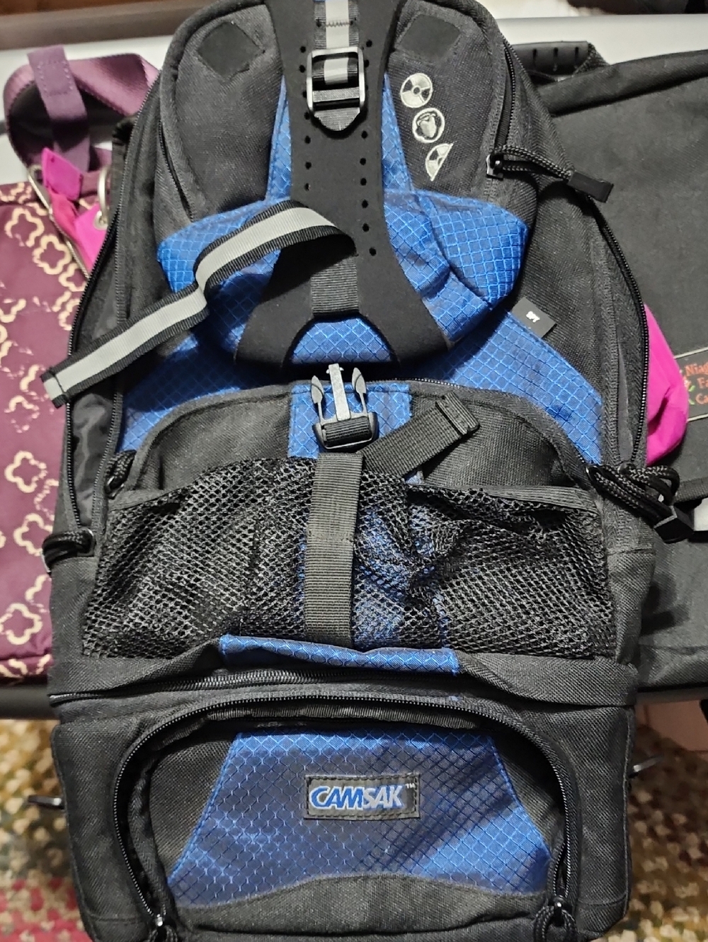 Blue and Black Camera Backpack